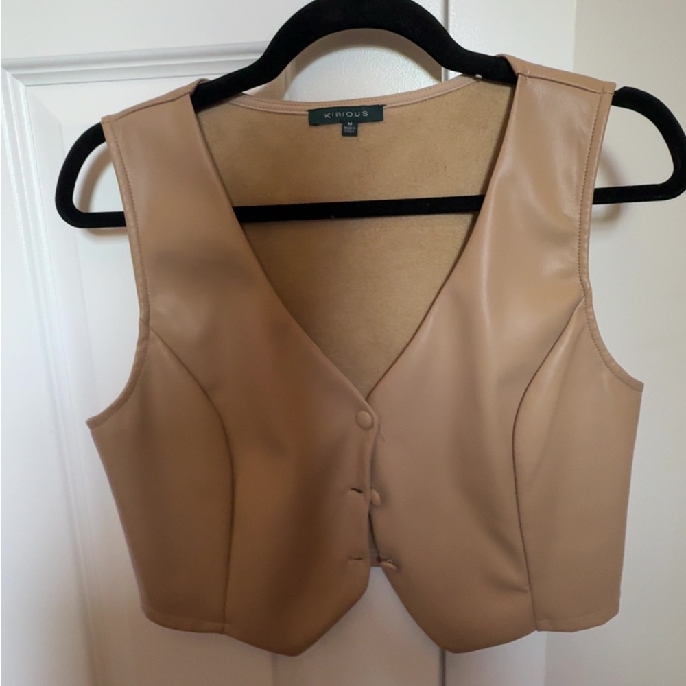 Kirious Tan Faux Leather Vest